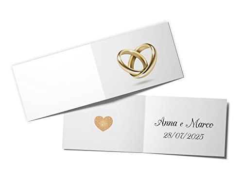 110 Bigliettini Bomboniera Matrimonio Fedi in Oro