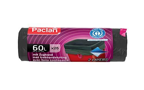 Paclan Sacchi a Nastro 60L - 25 Pezzi, Certificati Angelo Blu, Verde/Grigio