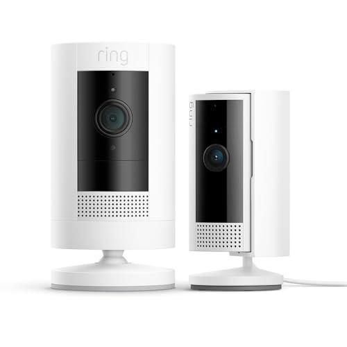 Ring Videocamera esterna a batteria (Stick Up Cam) + Videocamera interna (Indoor Cam 2a gen.)