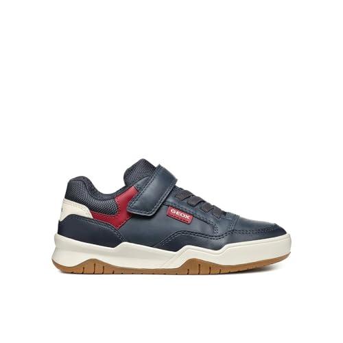 Geox J Perth Boy E, Scarpe da Ginnastica, Blu Navy e Rosso Scuro
