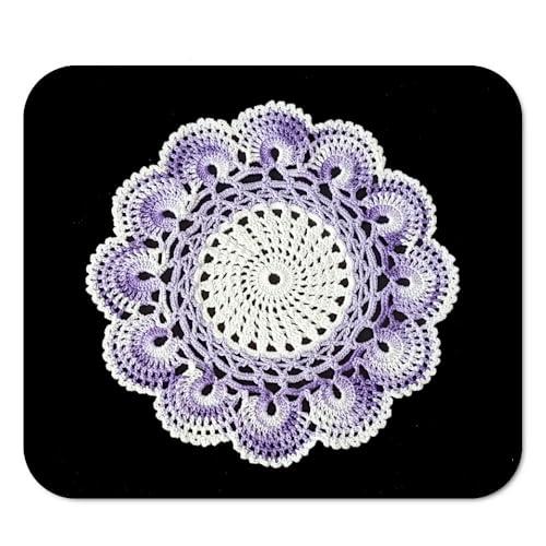 Centrino Rotondo Uncinetto Bianco e Lilla Sfumato - Ø 22cm - Made in Italy