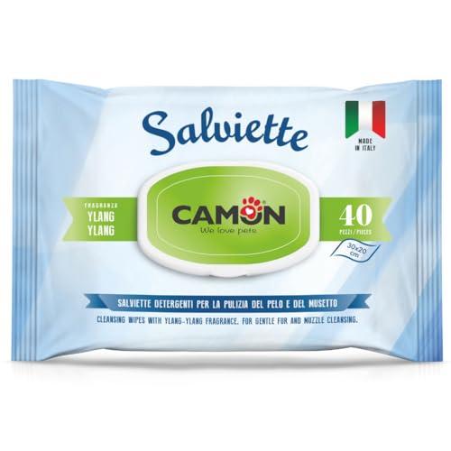 CAMON Salviette Detergenti Ylang Ylang per Cani e Gatti - 40 Pezzi