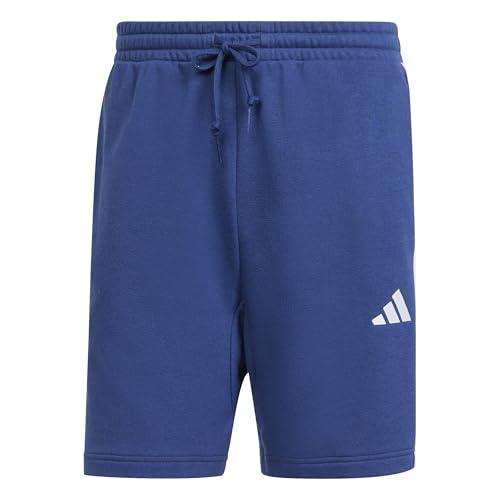 adidas Uomo Essential Three Stripes French Terry Short, Blu Scuro/Bianco