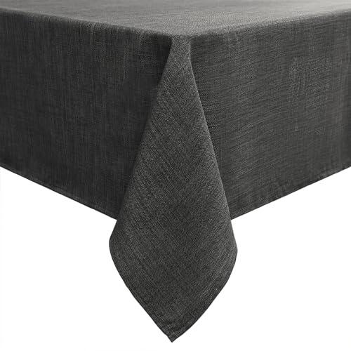 smiry Tovaglia Effetto Lino Grigio Scuro 100x140 cm - Impermeabile e Antimacchia