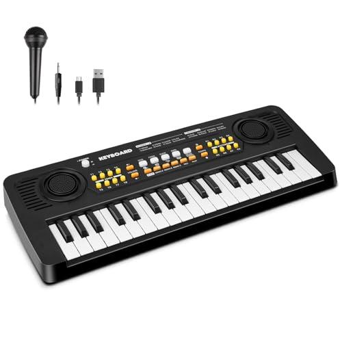 Pianola Tastiera Bambini Giocattolo Educativo con Microfono 37 Tasti