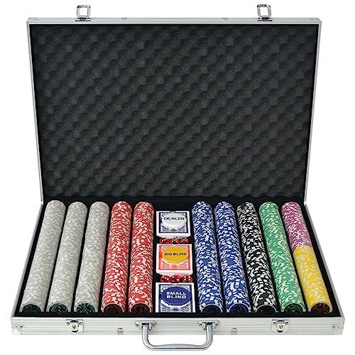 vidaXL Set Gioco Poker 1000 Chips Laser Valigetta Alluminio