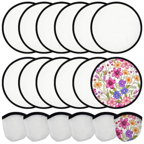 BAOZOON Ventagli Pieghevoli Bianchi a Disco Volante con Borsa a Sublimazione (Bordo Bianco) - Set da 12