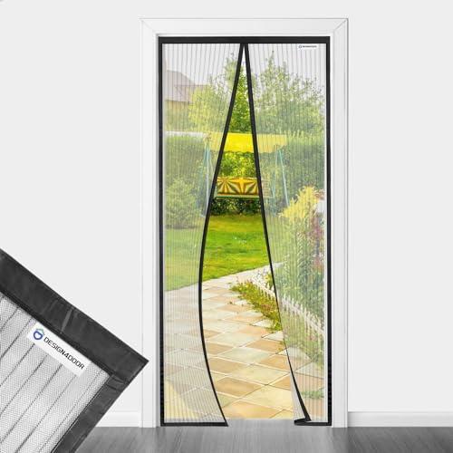 DESIGN4DOOR Zanzariera Magnetica 80 x 230 cm per Porta Finestra, Ultima Versione di Tenda Zanzariera con Magneti, Proteggete la Vostra Famiglia Dalle Zanzare, Nero