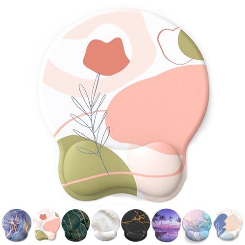 Giecy Tappetino Mouse Poggiapolsi,Gaming Mouse Pad Ergonomico in Gel,Supporto per Polso per Computer per il Gioco, Mousepad con Base in PU Antiscivolo (Rosa)