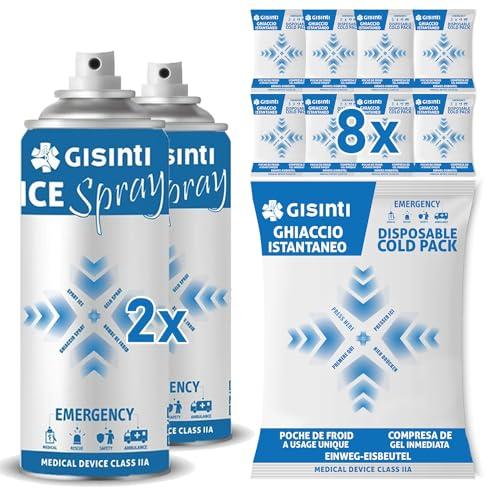 Gisinti Kit Ghiaccio Istantaneo + Ghiaccio Spray per Sport e Borse Mediche