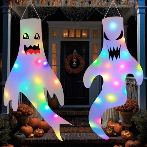 2 Decorazioni Halloween Fantasma con Luci LED