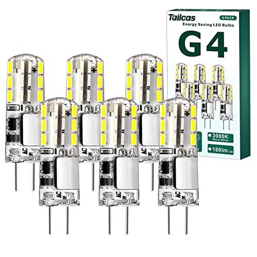 Tailcas G4 Lampadina LED 1.5W, Equivalente 20W Alogena, 6000K Bianco Freddo, 6 Pezzi