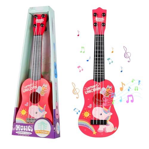 JurciCat Chitarra per Bambini 42cm - Ukulele Giocattolo con 4 Corde Regolabili