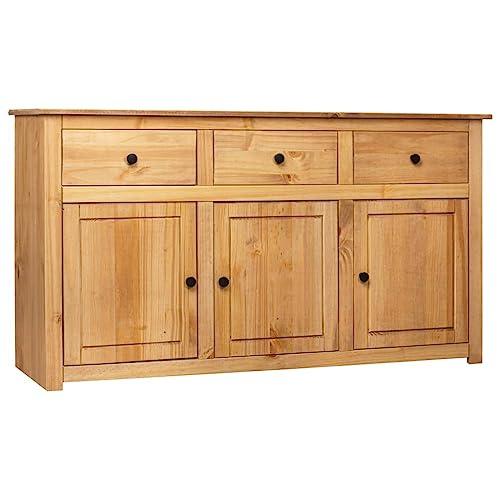 vidaXL Legno Massello di Pino Credenza Panama Range Mobiletto con Cassetti e Ante Rustica Robusta Classica Armadietto Madia 135x40x80 cm Naturale