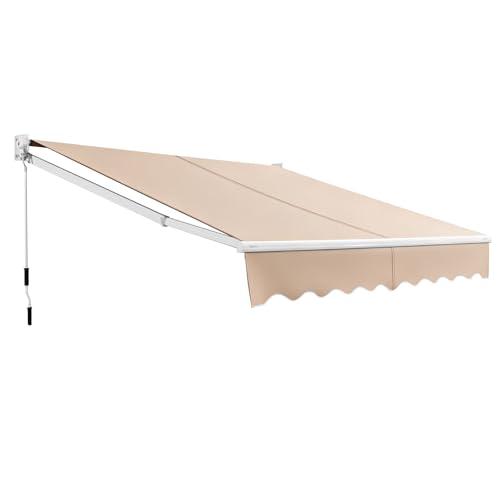 COSTWAY Tenda da Sole per Esterno Avvolgibile, Tenda da Sole a Bracci Estensibili con Telaio in Alluminio e Tettuccio Resistente al Sole e Impermeabile e Manovella (Beige, 245 x 200 cm)
