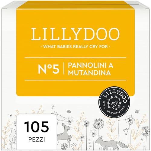 LILLYDOO Pannolini a Mutandina, Taglia 5 (12-17 kg), Pacco Mensile (105 pezzi)