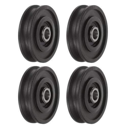 QUARKZMAN 4pz Cuscinetto Volvente Guida in Nylon Nero con Puleggia Scanalata Tipo U 8x45x11,5mm