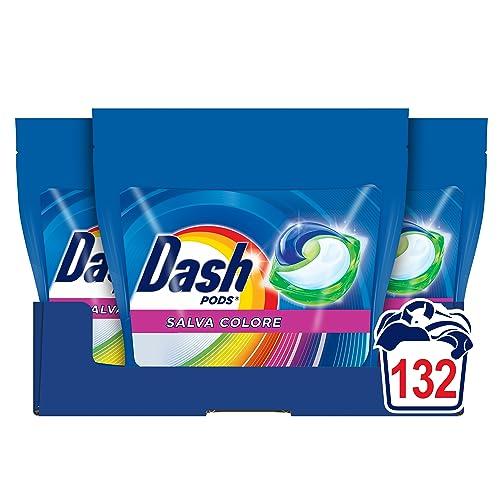 Dash Pods Detersivo Lavatrice In Capsule, 132 Lavaggi (44x3), Salva Colore