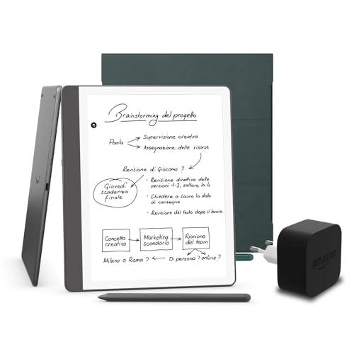 Kindle Scribe (versione 2024) 16 GB con Custodia in Pelle Premium e Alimentatore Amazon Powerfast da 9 W