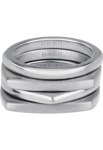 Breil New Tetra: Set di 4 Anelli in Acciaio Argento, Misura 14