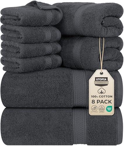Utopia Towels Set di Asciugamani da 8 Pezzi Grigio