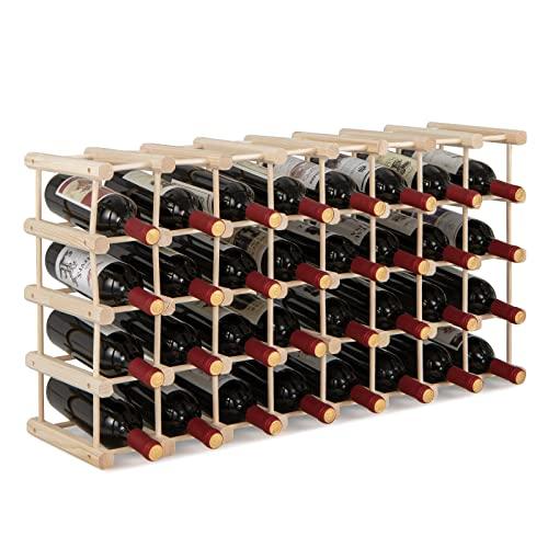 COSTWAY Portabottiglie per Vino in Legno, Scaffale per Vino 36 Bottiglie con Struttura Stabile in Legno Massello, Scaffale Espositivo per Vino a 5 Livelli, 44,5x24x86 cm