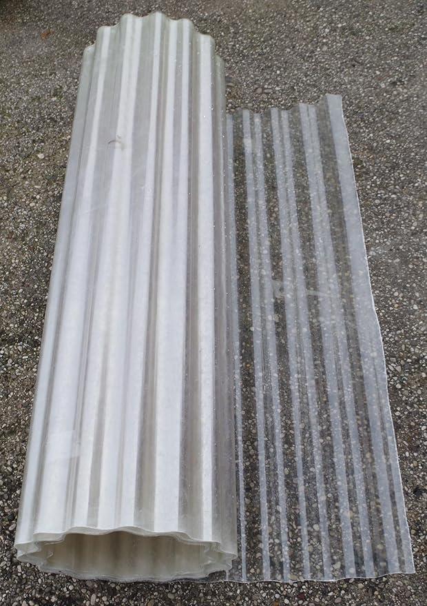 Fogli di laminato ondulato di colore giallo semi-trasparente da usare in molteplici usi come coperture e divisori (200 cm x 1 metro)