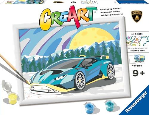 Ravensburger - CreArt Serie D, Lamborghini, Dipingere con i Numeri, Kit Pittura Bambini, Cornice Inclusa, Gioco Educativo, Idea Regalo Bambino e Bambina 9+ Anni, 24x18 cm