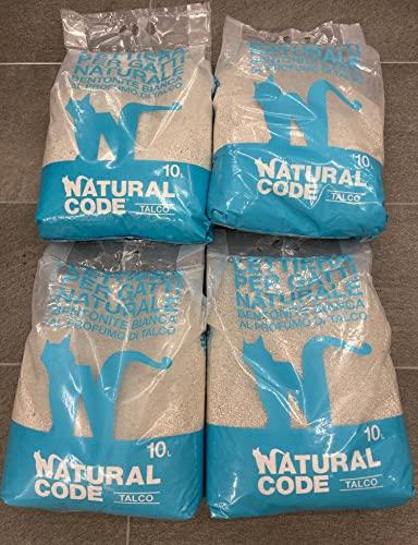 Natural Code Lettiera per Gatti Bentonite al Talco - 4 Sacchi da 10L