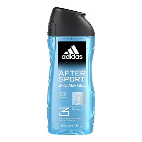 Adidas After Sport Gel Doccia Bagnoschiuma 3 in 1 per Corpo, Capelli e Viso, Formula Vegana, 250ml