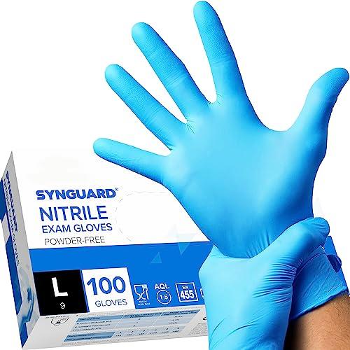 100 Guanti in Nitrile Taglia L - Senza Polvere, Ipoallergenici, Certificati CE