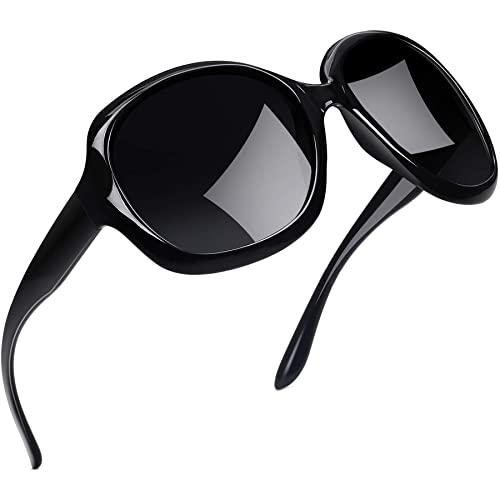 Joopin Occhiali da Sole Donna Polarizzati Rettangolari Vintage Grandi UV400 Neri