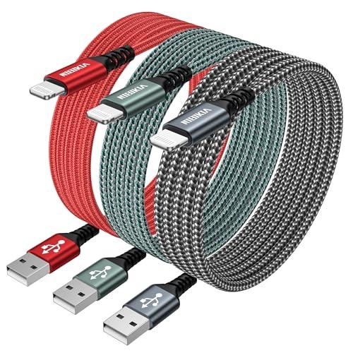 NIBIKIA Cavo iPhone [3Pezzi/ 2M+2M+2M] Certificato MFi Cavo Lightning Carica Rapida Nylon Caricatore iPhone per iPhone 14 13 12 11 X 8 7 6 5