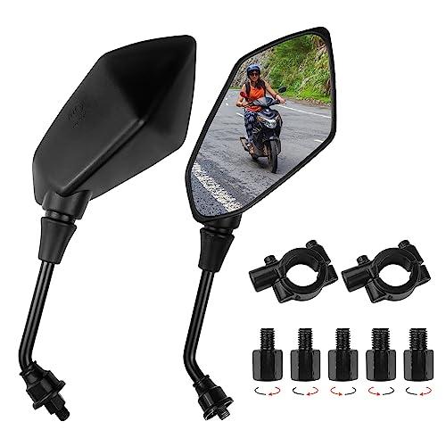Fousenuk Coppia Specchietti Moto Universali con Morsetto 22mm e Filettatura 8/10mm
