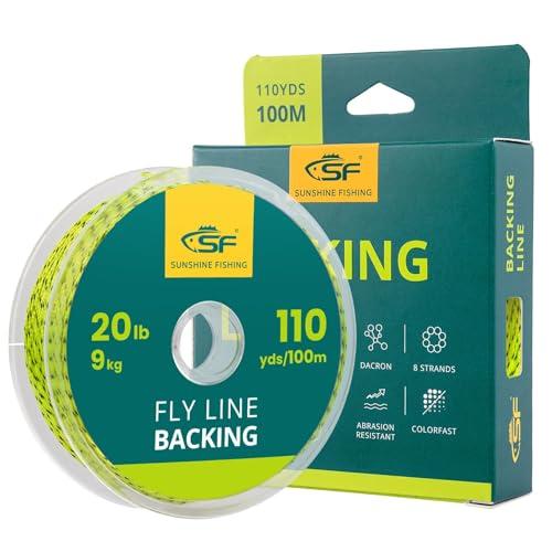 SF - Backing intrecciato per pesca a mosca, trota, 9,1 kg, 100 m, giallo fluo/nero