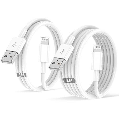 Cavo Lightning Originale Certificato MFi per iPhone e iPad - Set da 2 Pezzi (1m + 2m)