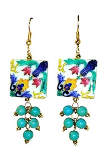 Orecchini Mattonella Maiolica Ceramica Dipinta a Mano