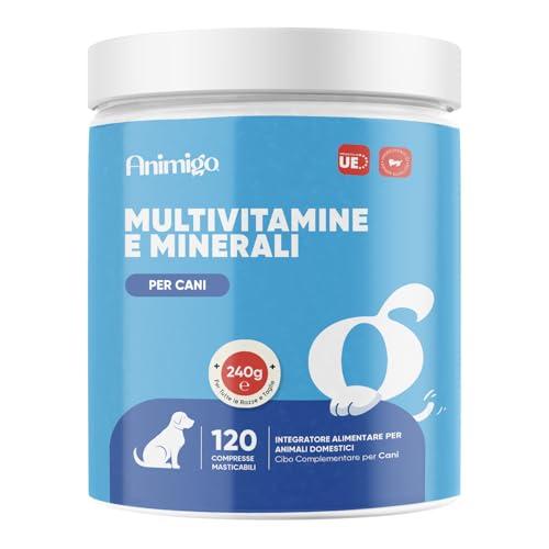 Vitamine per Cani con Minerali, 120 Compresse Masticabili, 18 Vitamine e Minerali, Sistema Immunitario, Ossa, Articolazioni e Pelo, Integratori per Cani per Tutte le Taglie e Razze, Prodotto in UE