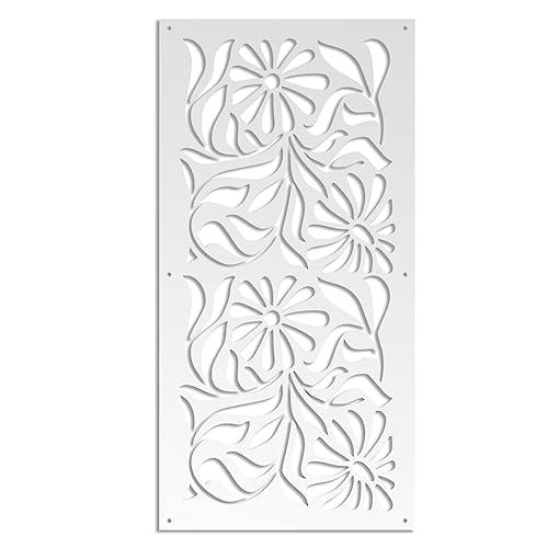 Quadro traforato per arredamento modello PLANTS - Pannello In PVC Traforato - Parasole colore bianco 47X94 CM