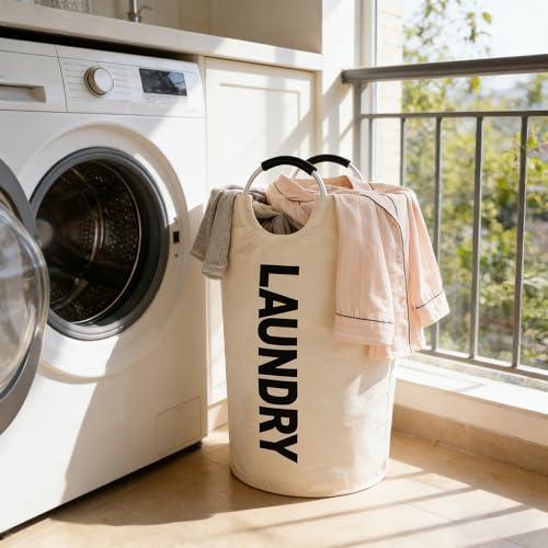 Cesto Portabiancheria Grande 90L Pieghevole con Manici in Alluminio Grigio