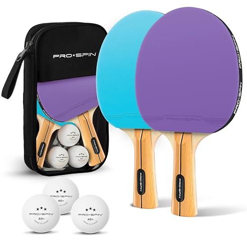PRO-SPIN Set Ping Pong da Tavolo Professionale - 2 Racchette, 3 Palline, Custodia