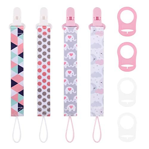 Set 4 Catenelle Portaciuccio in Tessuto con Adattatore per Ciuccio