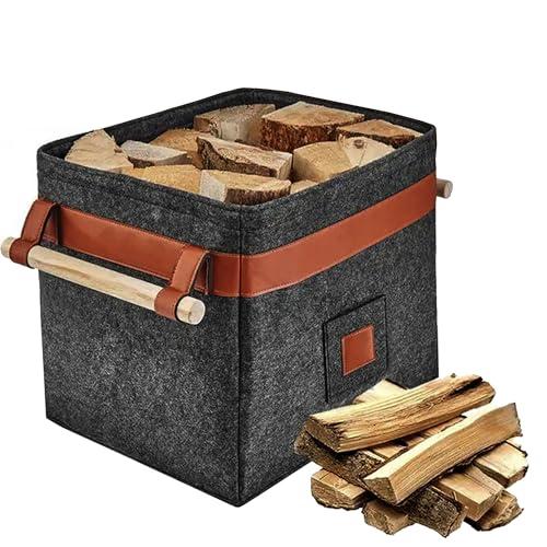 Borsa in Feltro per Legna Da Ardere - XL Cestino per legna Cesto in feltro Feltro extra spesso e manico rinforzato - Cesta per Legna Robusta e Multiuso