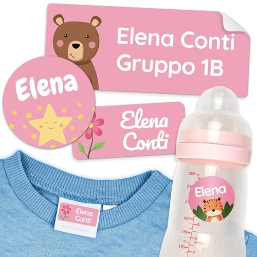 Melu Kids® Set di Etichette Adesive Personalizzate per Scuola Materna e Asilo (50 pezzi)