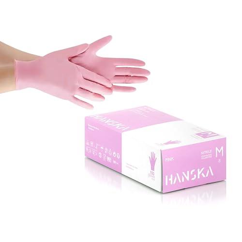 HANSKA 100 Guanti Monouso Nitrile Rosa - Senza Polvere