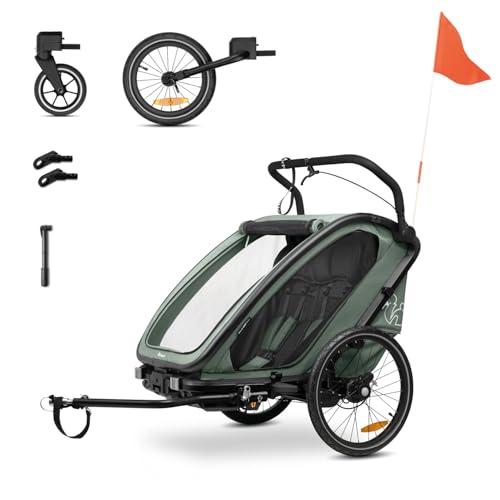 Hauck Bike N Walk Duo Dark Green - Rimorchio Bici Bambini 3in1