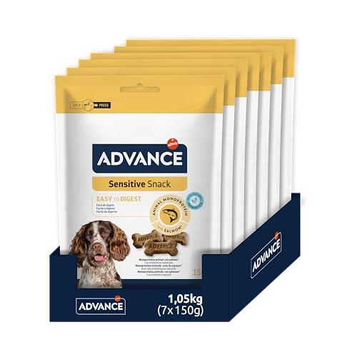 ADVANCE Snacks Sensitive - Snack Monoproteici per Cani con Sensibilità Digestive e Cutanee - Salmone - 7 x 150gr (1050gr)
