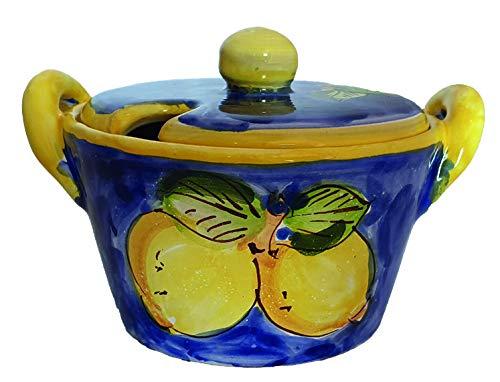 Formaggiera Zuccheriera in Ceramica di Vietri - Blu e Limoni