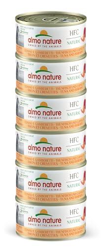 Almo Nature HFC Natural Megapack Tonno e Gamberetti - Alimento Umido per Gatti (6 Lattine da 70 g)