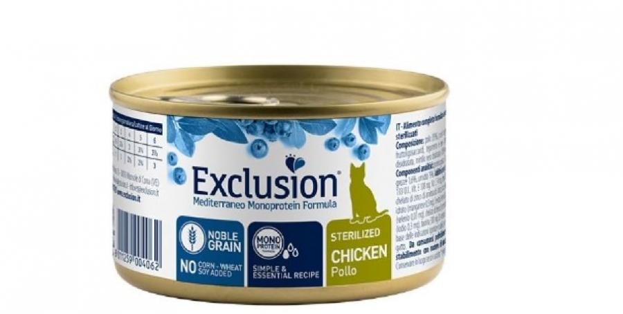 Exclusion Cibo Umido Mono Noble Grain Sterilized Pollo. 6 LATTINE DA 85g CADAUNO